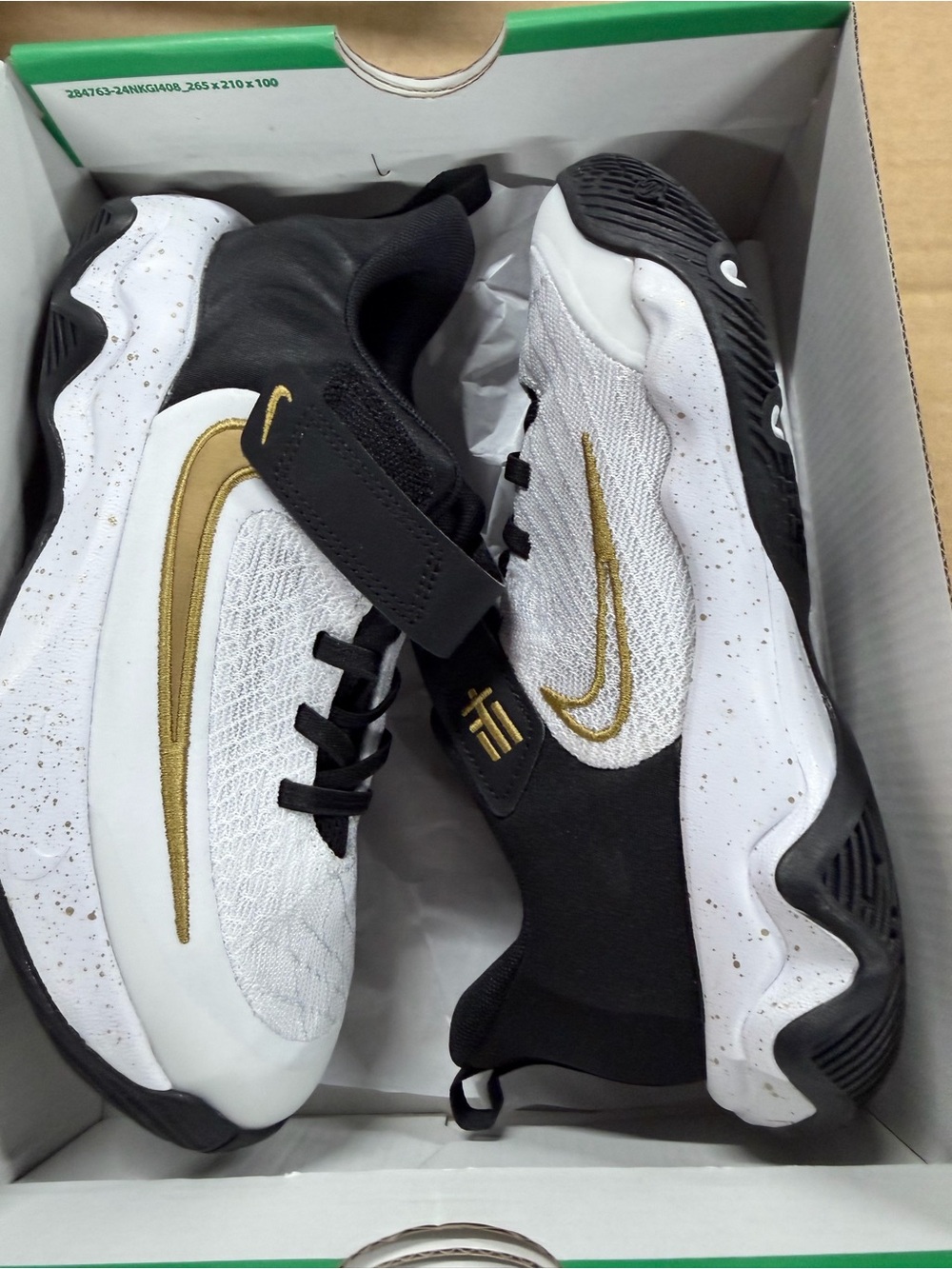 KidsBlack & White Athletic Trainers with Gold Accent